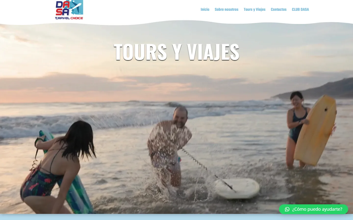 Página de tours y viajes de DASA Travel Choice