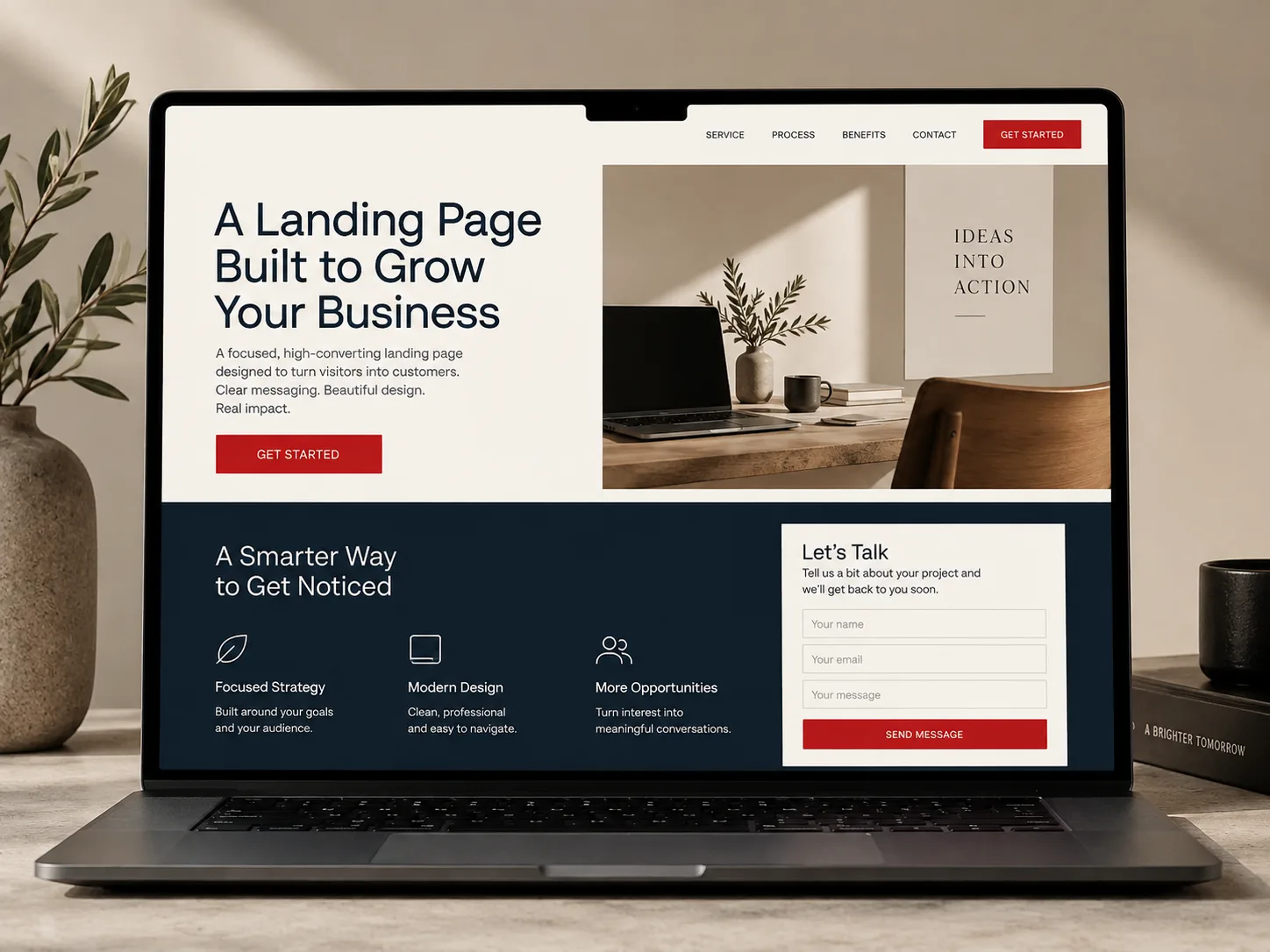 Ejemplo visual de una landing page enfocada en una sola conversión