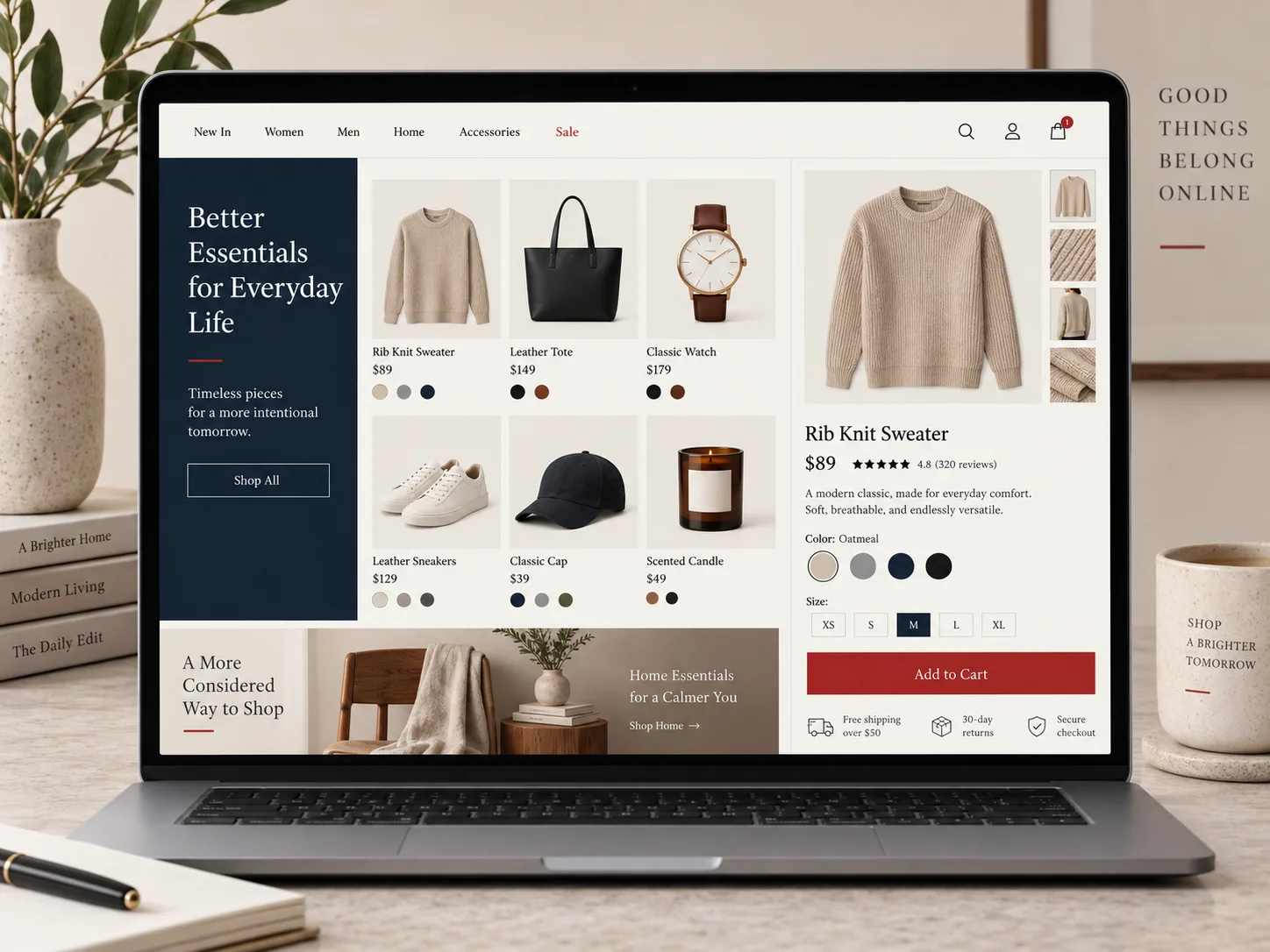 Ejemplo visual de una tienda online con catálogo y ficha de producto